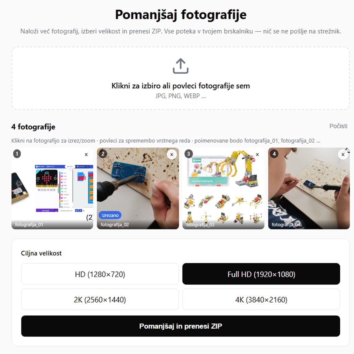 Pomanjšaj fotografije