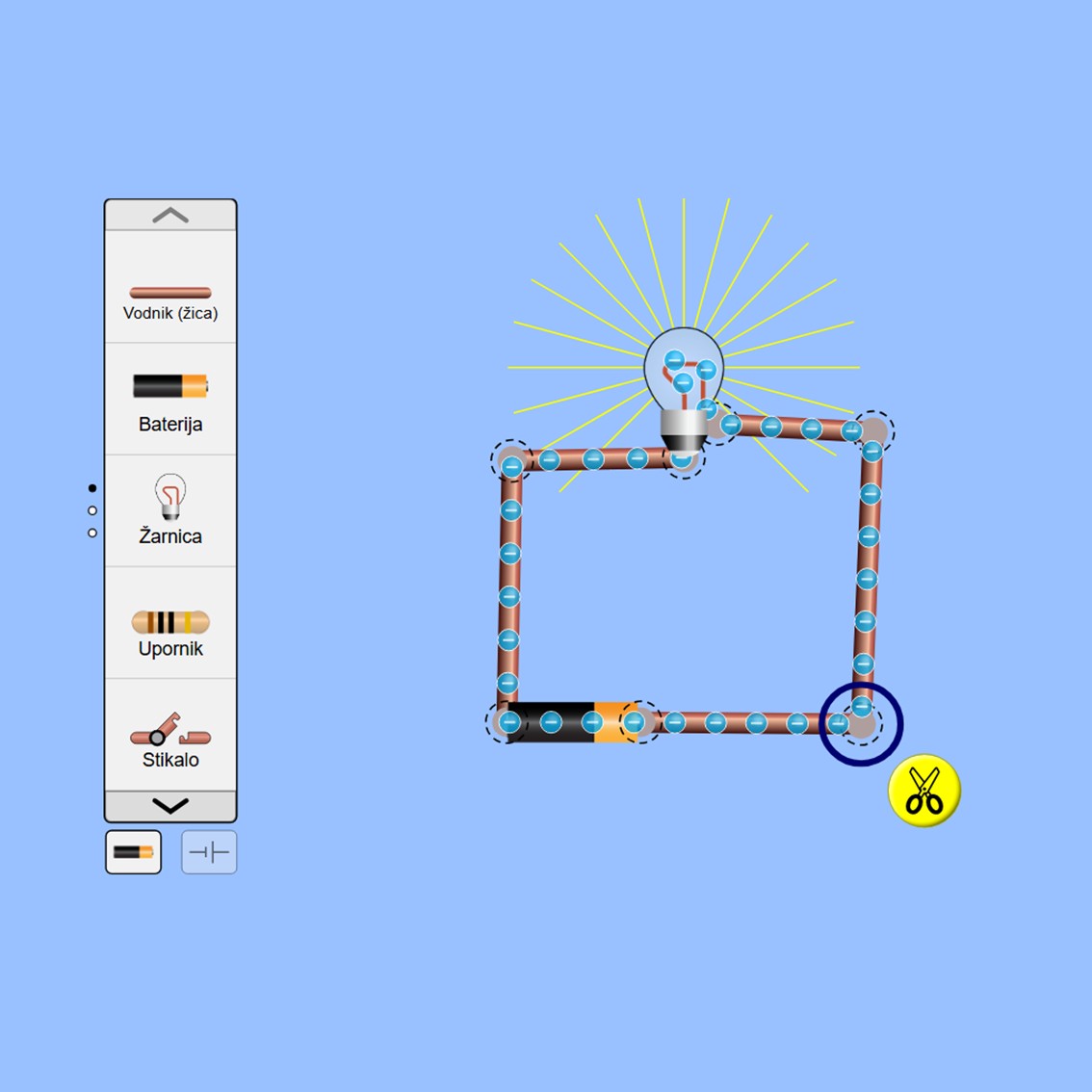 Električni krog PHET, simulacije električnega vezja